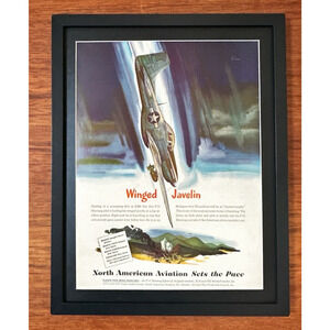 Framed 1945 Magazine Ad North American Aviation World War II P-51 Mustang